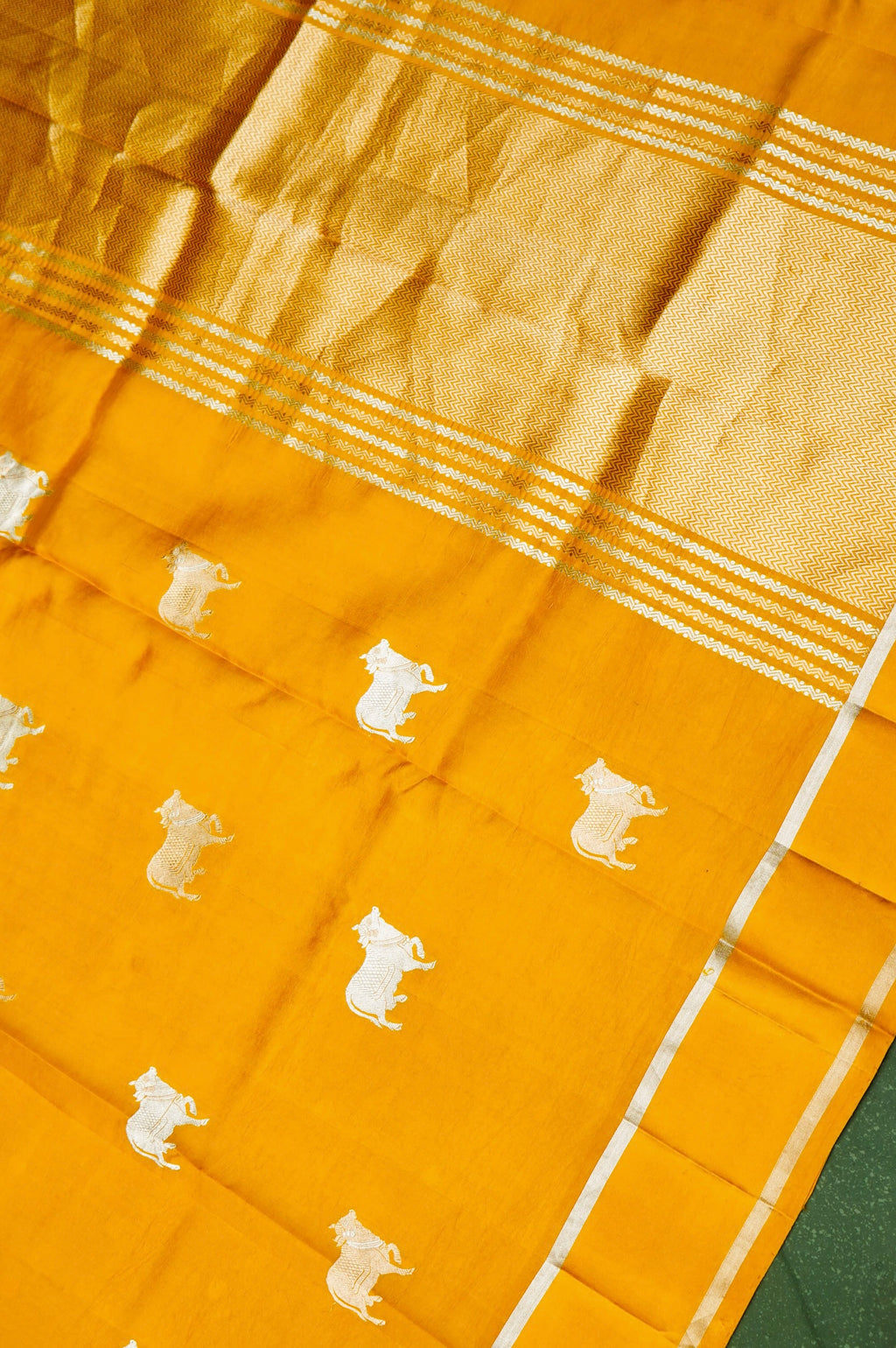 Handwoven Yellow Banarasi Katan Soft Silk Saree