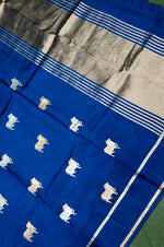 Handwoven Blue Banarasi Katan Soft Silk Saree