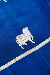 Handwoven Blue Banarasi Katan Soft Silk Saree