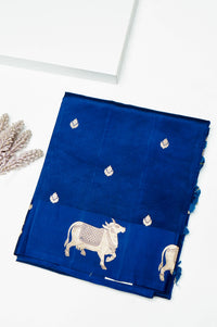 Handwoven Blue Banarasi Katan Soft Silk Saree