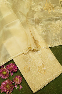 Designer Beige Organza Suit