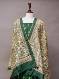 Handwoven Banarasi Green Katan Silk Suit