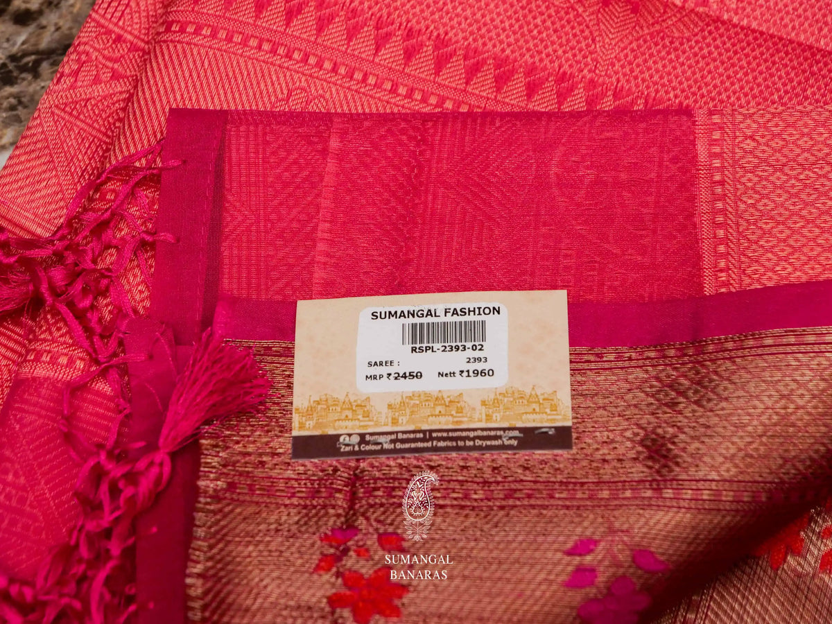 Banarasi Pink Blended Tanchoi Silk Saree