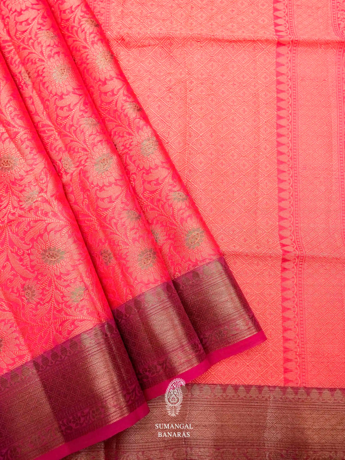 Banarasi Pink Blended Tanchoi Silk Saree