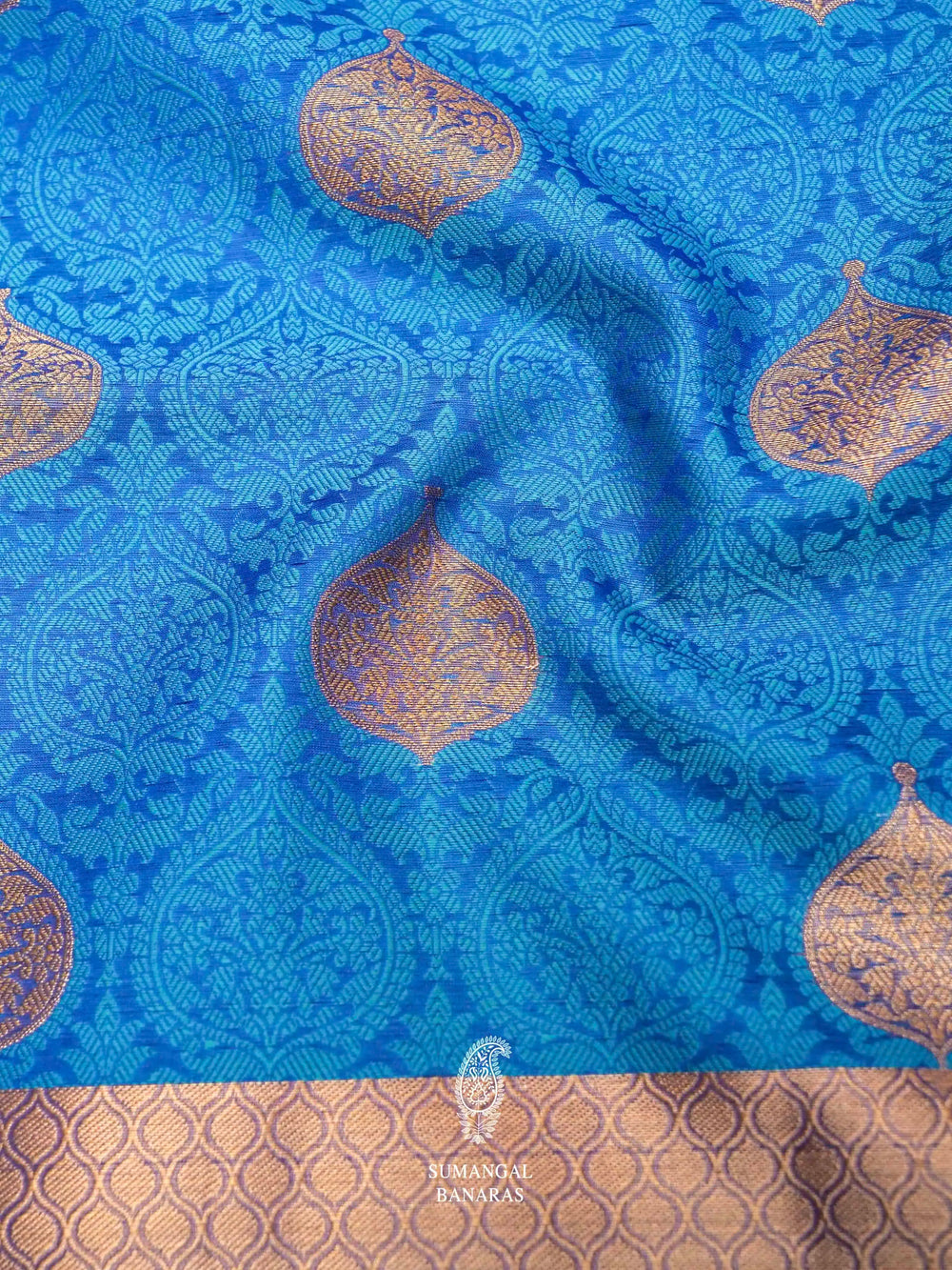 Banarasi Blue Blended Tanchoi Silk Saree