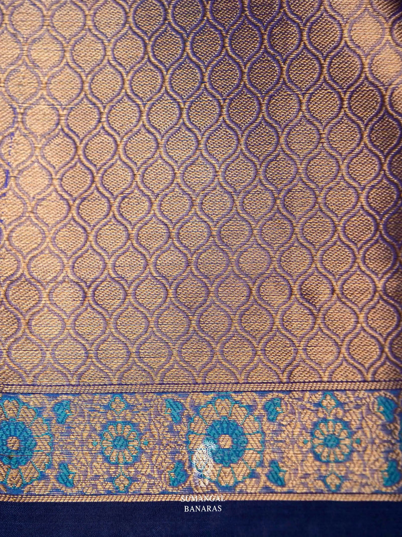 Banarasi Blue Blended Tanchoi Silk Saree