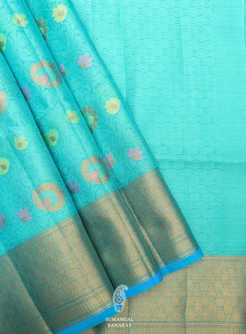 Banarasi Sky Blue Blended Tanchoi Silk Saree