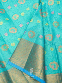 Banarasi Sky Blue Blended Tanchoi Silk Saree