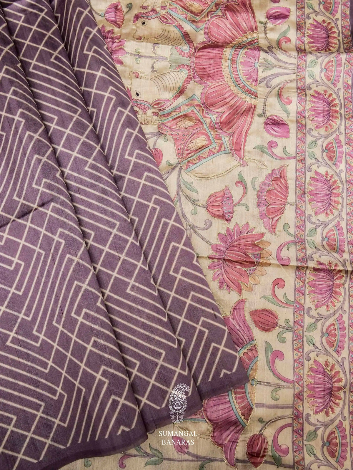 Banarasi Mauve Blended Tanchoi Silk Saree