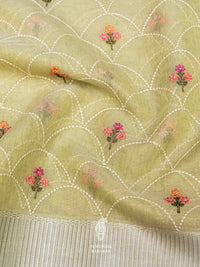 Banarasi Pastel Green Blended Tissue Silk Saree