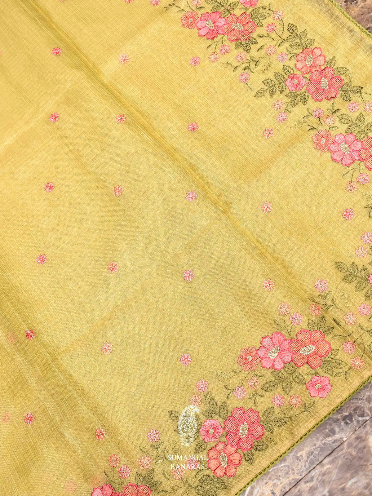 Banarasi Golden Yellow Blended Tissue Silk Saree