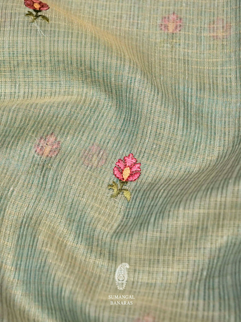 Banarasi Sky Blue Blended Tissue Silk Saree