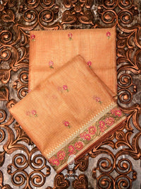 Banarasi Orange Blended Tissue Silk Saree