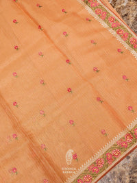 Banarasi Orange Blended Tissue Silk Saree