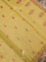 Banarasi Olive Green Blended Tissue Silk Saree