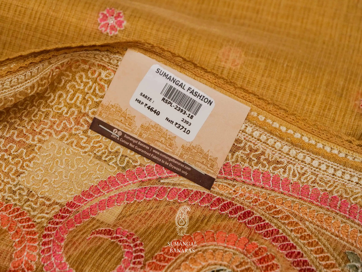 Banarasi Mustard Blended Tissue Silk Saree