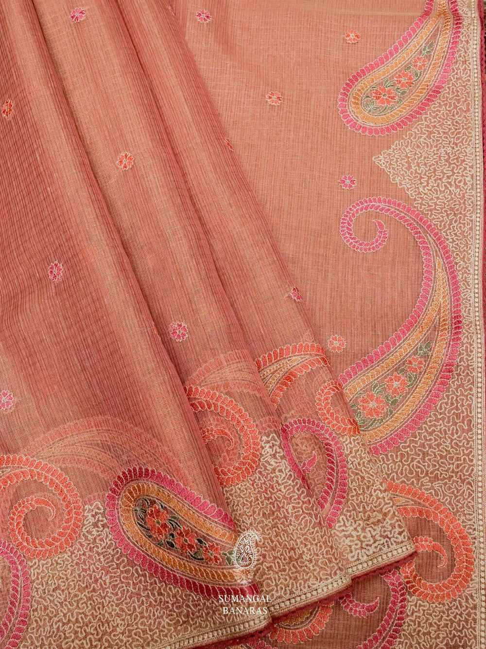 Banarasi Pink Blended Tissue Silk Saree