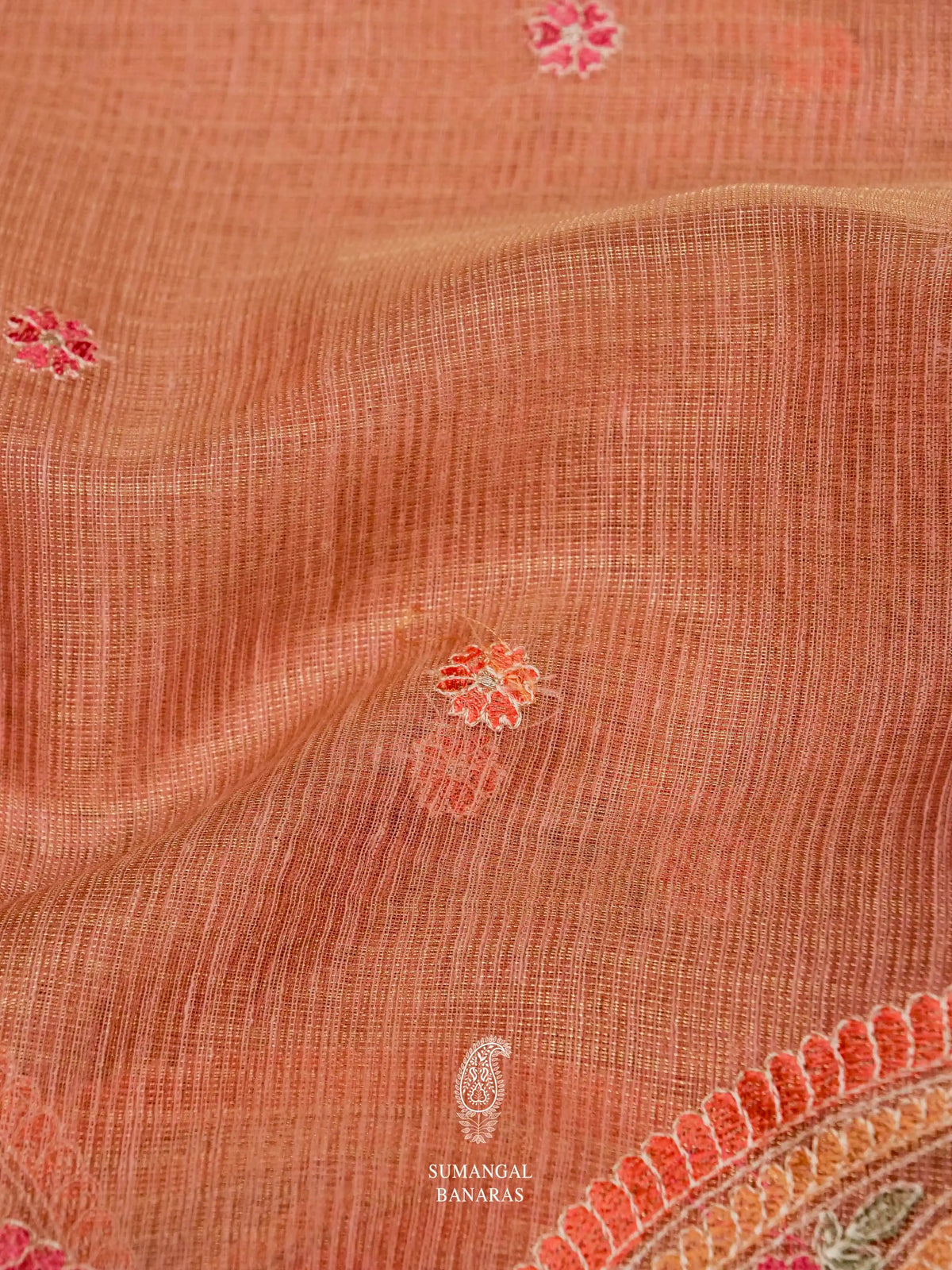 Banarasi Pink Blended Tissue Silk Saree