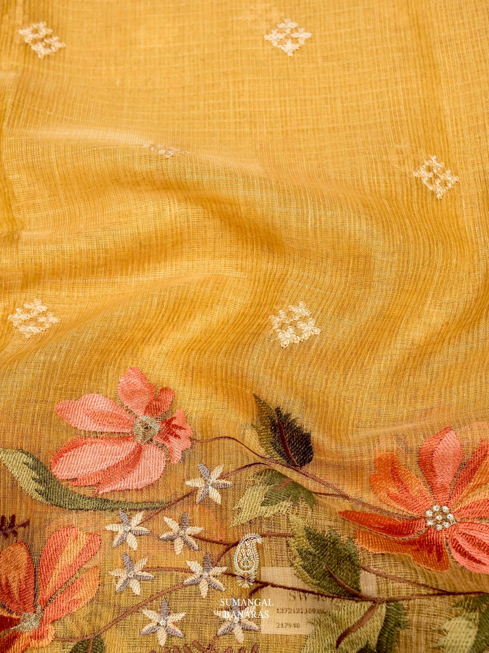 Banarasi Yellow Blended Tissue Silk Saree
