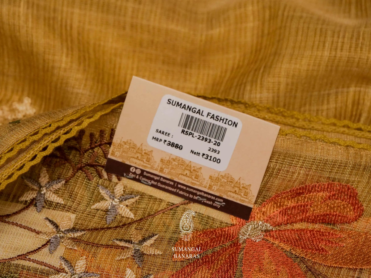 Banarasi Yellow Blended Tissue Silk Saree