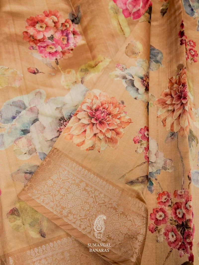 Banarasi Tan Brown Blended Cotton Saree