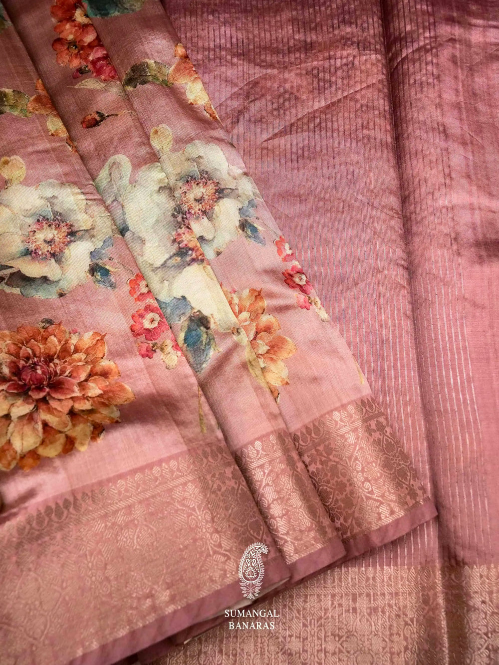 Banarasi Onion Pink Blended Cotton Saree