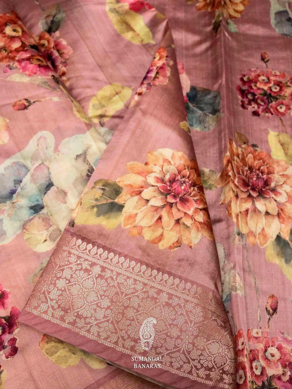 Banarasi Onion Pink Blended Cotton Saree