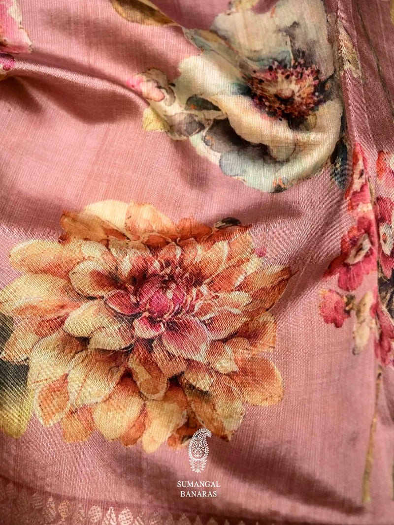 Banarasi Onion Pink Blended Cotton Saree