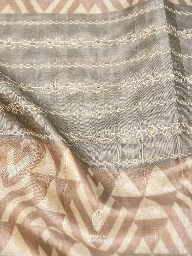Banarasi Grey Blended Cotton Saree