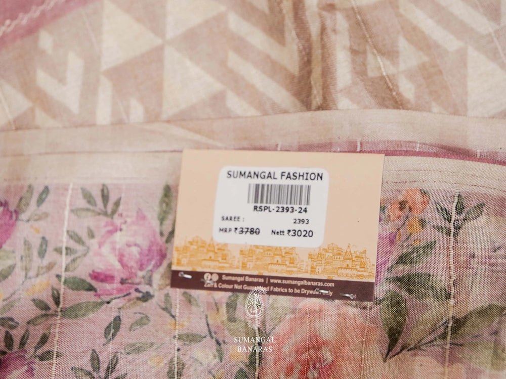 Banarasi Pink Blended Cotton Saree