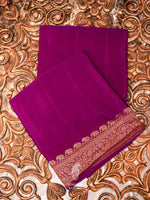 Handwoven Magenta Banarasi Crepe Saree