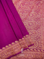 Handwoven Magenta Banarasi Crepe Saree