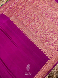 Handwoven Magenta Banarasi Crepe Saree