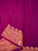 Handwoven Magenta Banarasi Crepe Saree