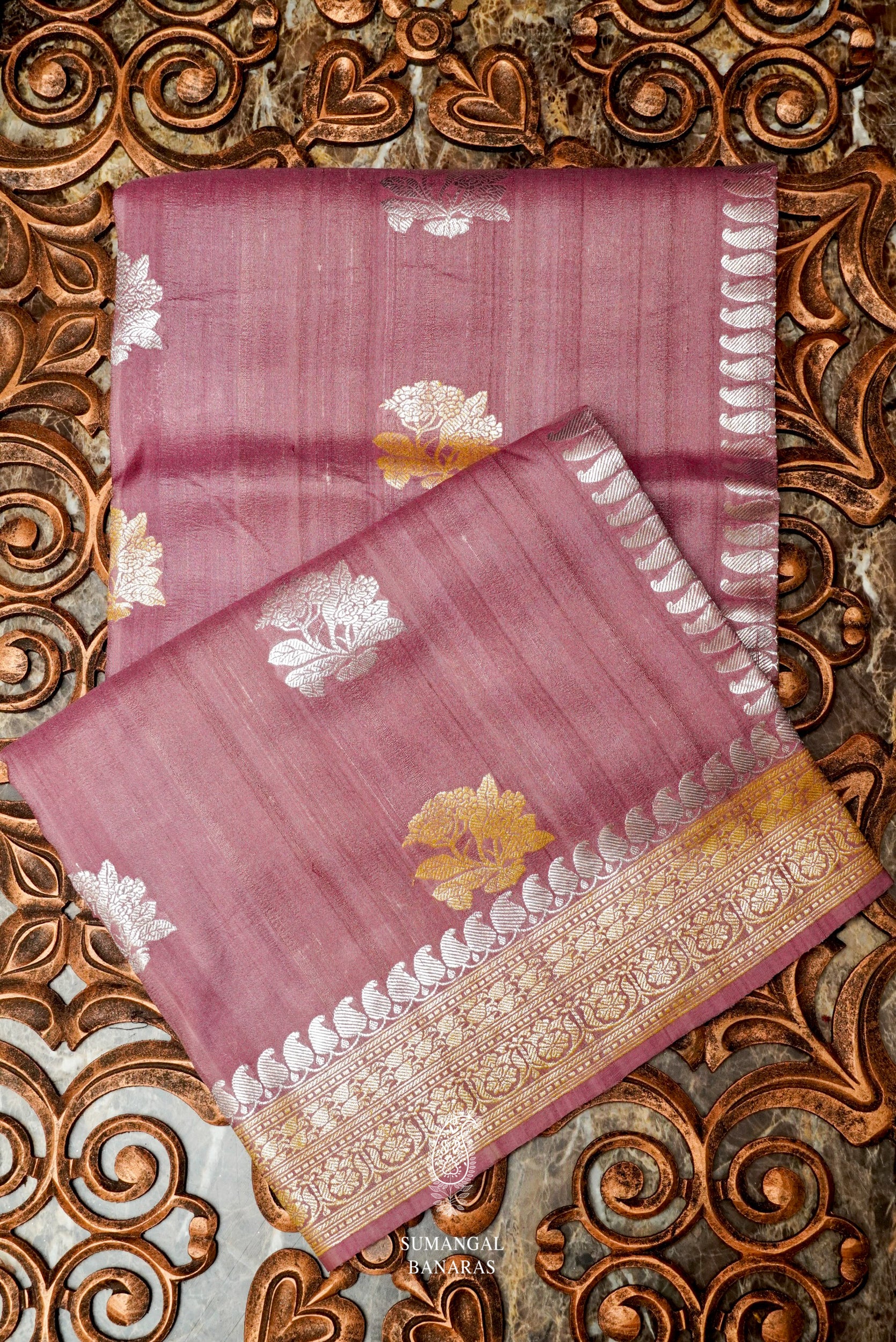 Queen Rani Color Tussar Muga Banarasi Silk Saree - Loomfolks