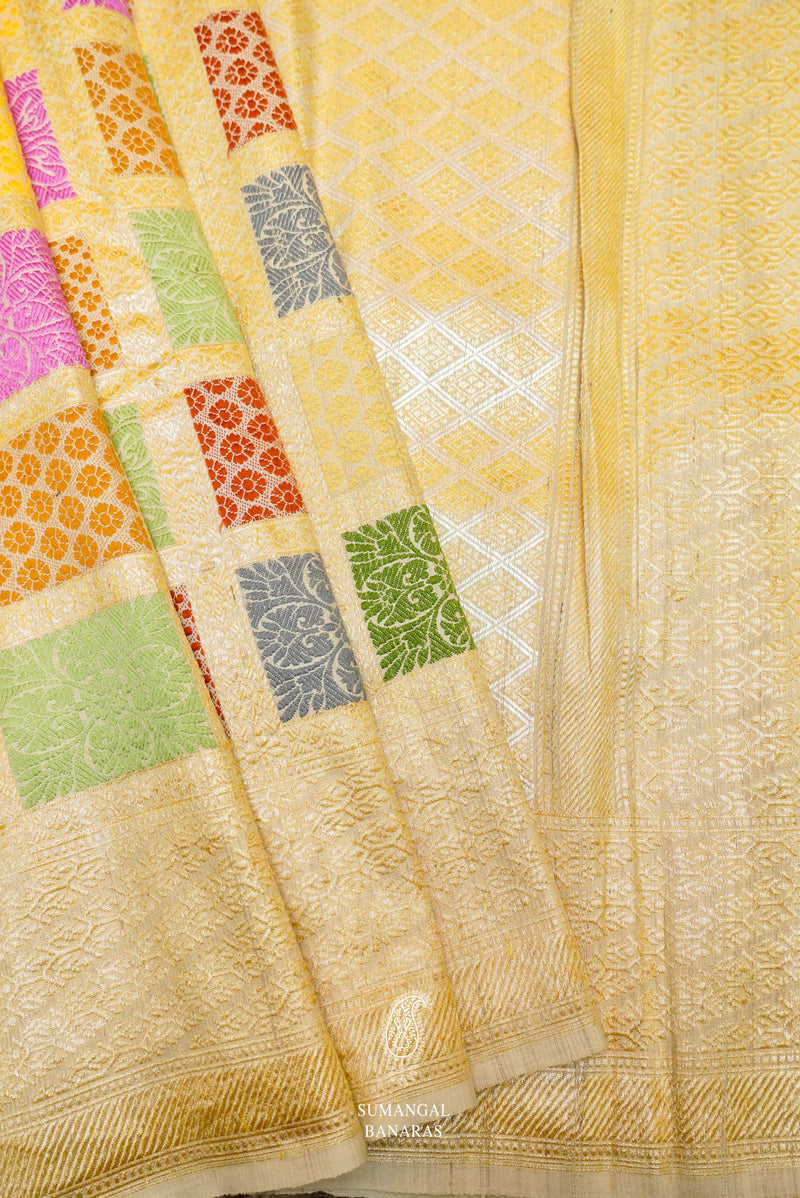 Handwoven Beige Banarasi Tussar Silk Saree