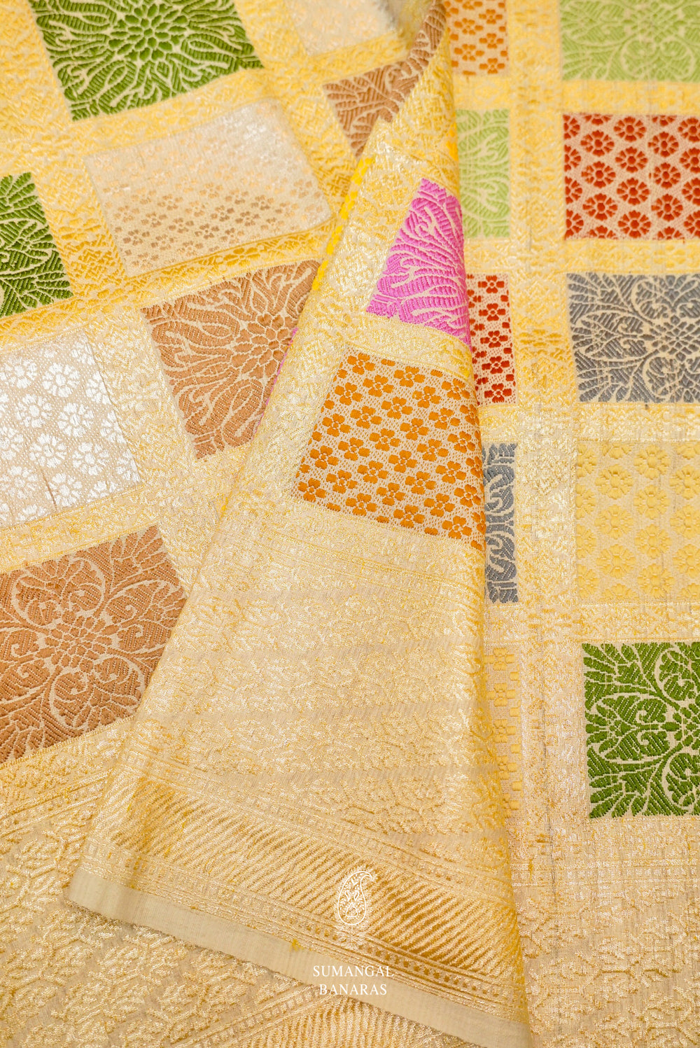 Handwoven Beige Banarasi Tussar Silk Saree