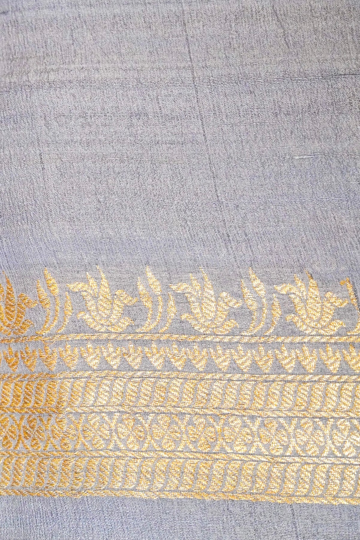 Handwoven Grey Banarasi Handloom Tussar Silk Saree