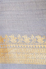 Handwoven Grey Banarasi Handloom Tussar Silk Saree