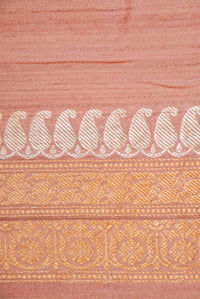 Handwoven Peach Banarasi Handloom Tussar Silk Saree