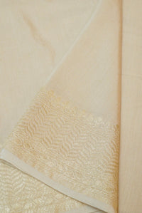 Handwoven Off White Banarasi Moonga Silk Saree