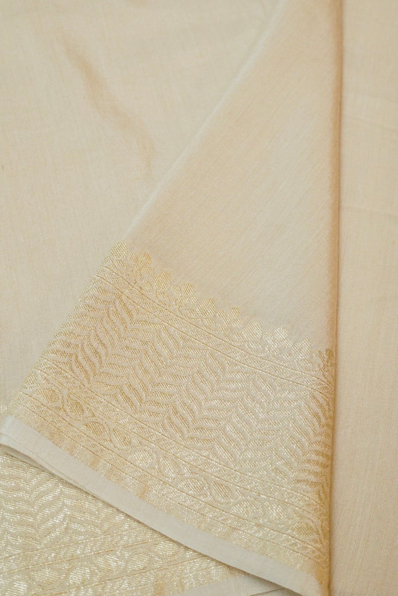 Handwoven Off White Banarasi Moonga Silk Saree