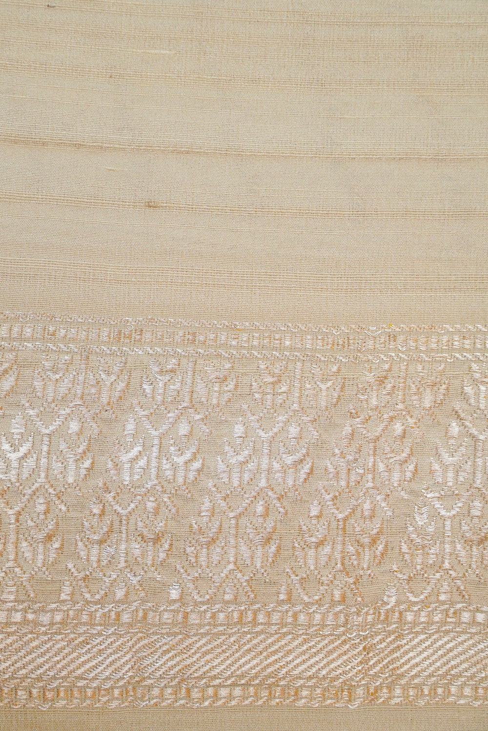 Handwoven White Banarasi Moonga Silk Saree