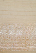 Handwoven White Banarasi Moonga Silk Saree