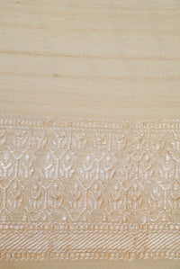 Handwoven White Banarasi Moonga Silk Saree