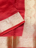 Handwoven Red Banarasi Tissue Silk Saree
