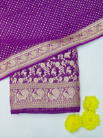 Handwoven Purple Motifs Banarasi Khaddi Georgette Silk Suit