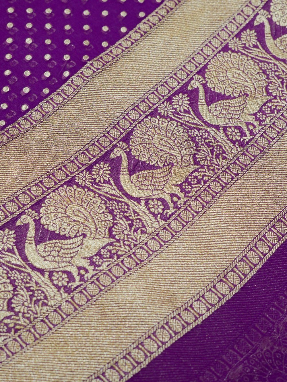 Handwoven Purple Motifs Banarasi Khaddi Georgette Silk Suit