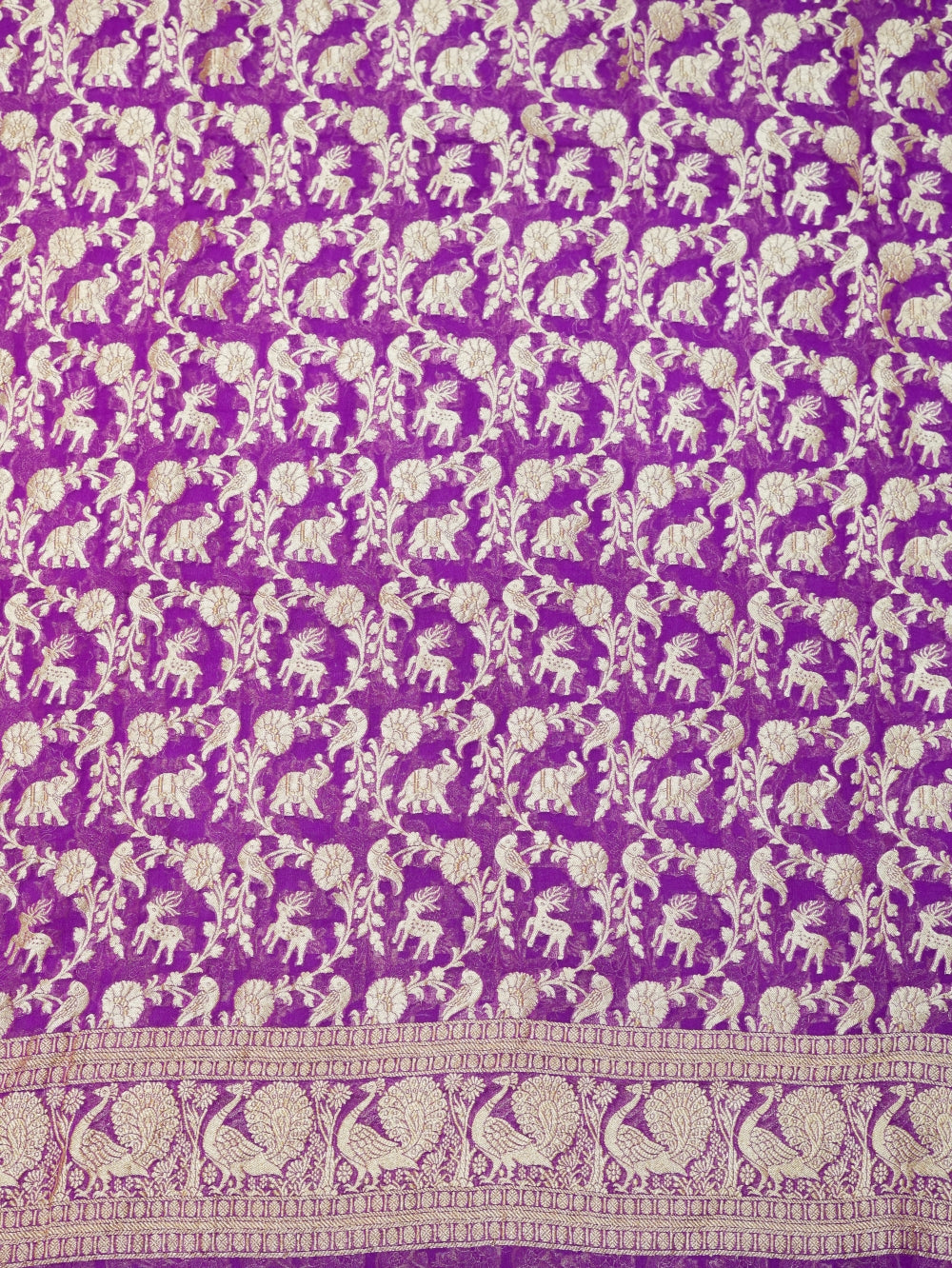 Handwoven Purple Motifs Banarasi Khaddi Georgette Silk Suit