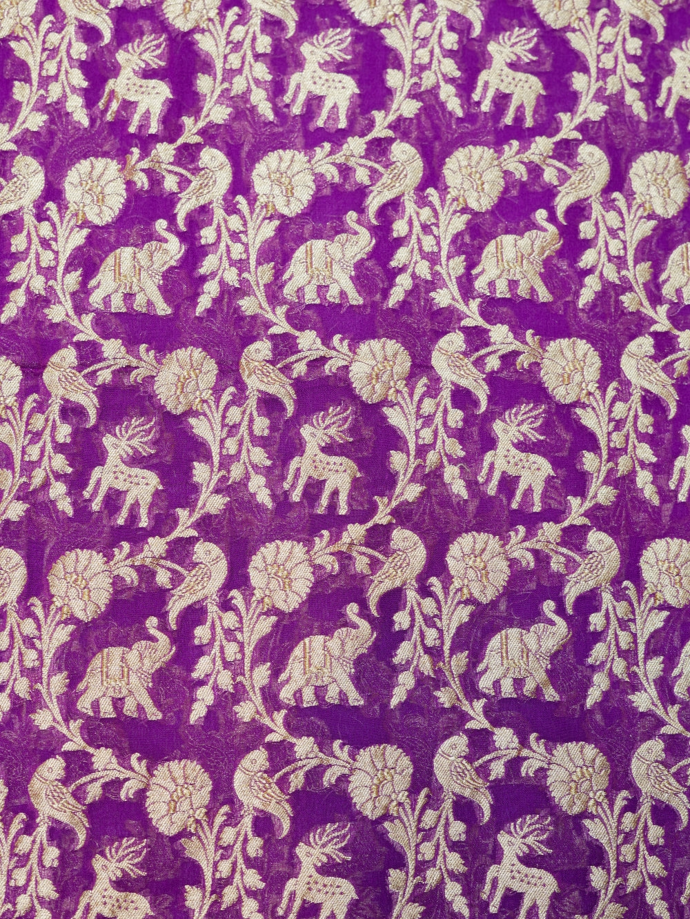 Handwoven Purple Motifs Banarasi Khaddi Georgette Silk Suit